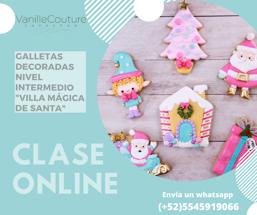 Clase online: Galletas decoradas nivel intermedio - Villa mágica de santa