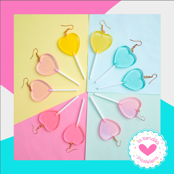 Aretes en forma de paleta de corazón - VanilleCouture