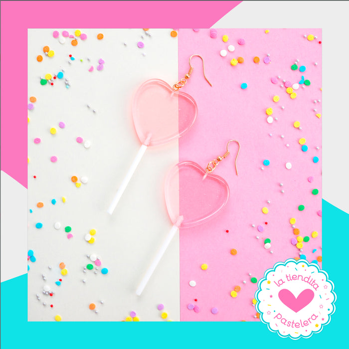 Aretes en forma de paleta de corazón - VanilleCouture