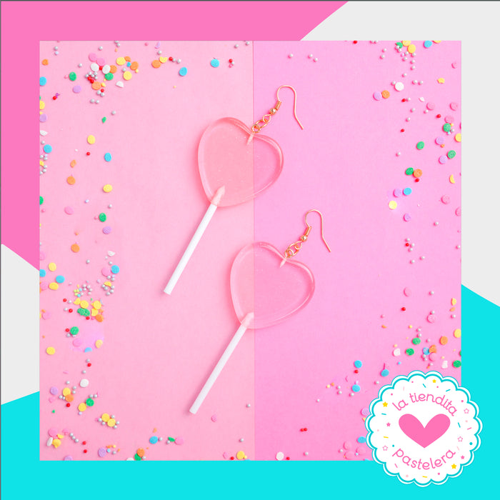 Aretes en forma de paleta de corazón - VanilleCouture
