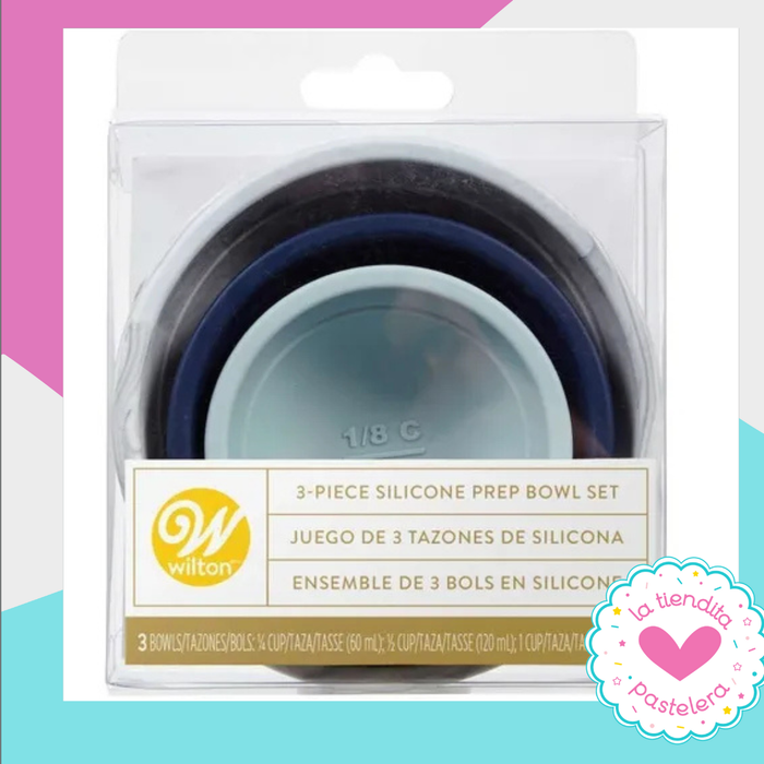 Set tazones  de Silicon Wilton- 3 Tazones Multicolor