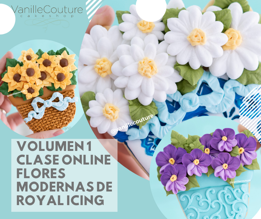 Clase online: Flores modernas de royal icing volumen 1
